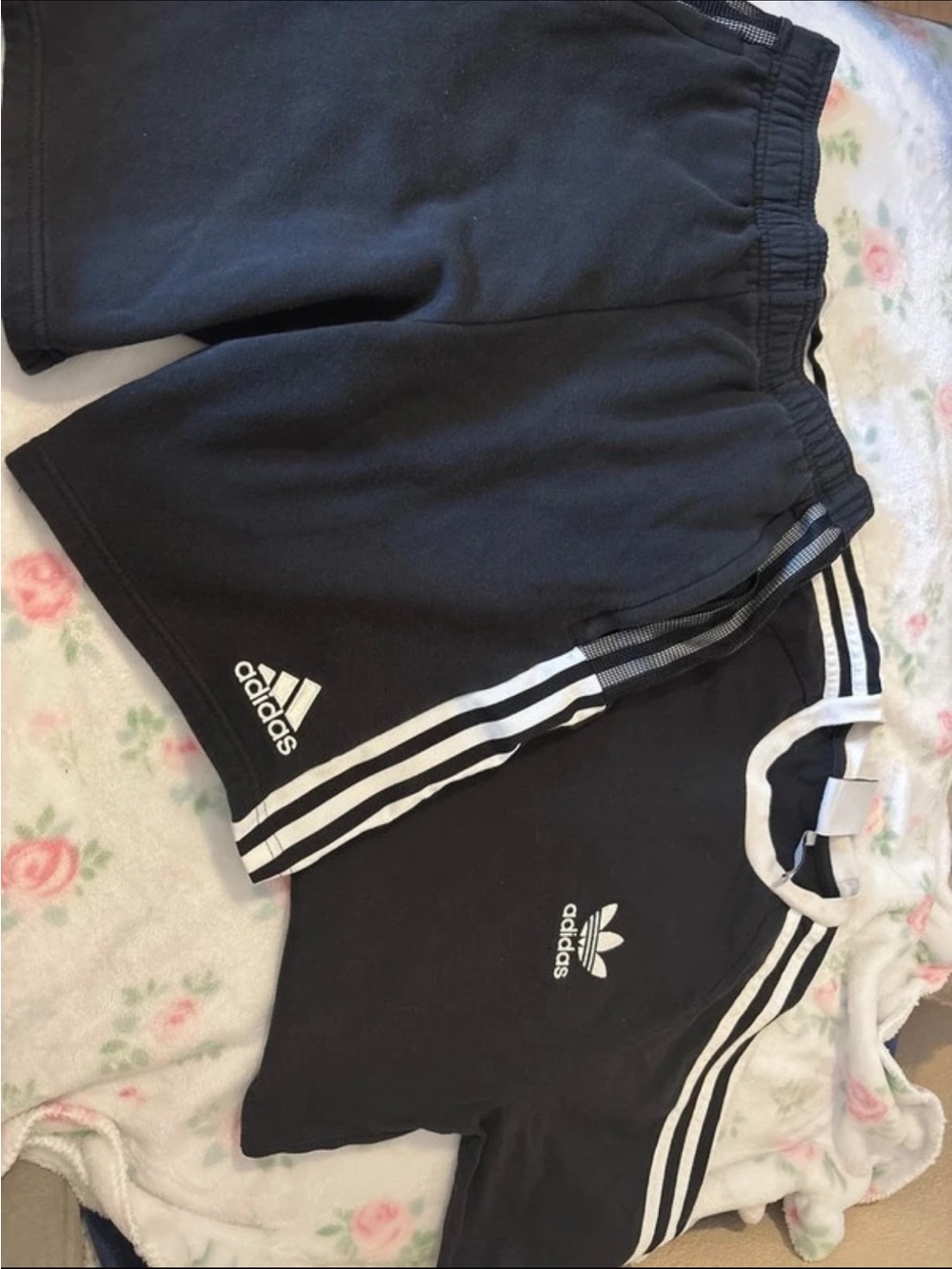 adidas Black Shorts and Tee Set with White 3-Stripes